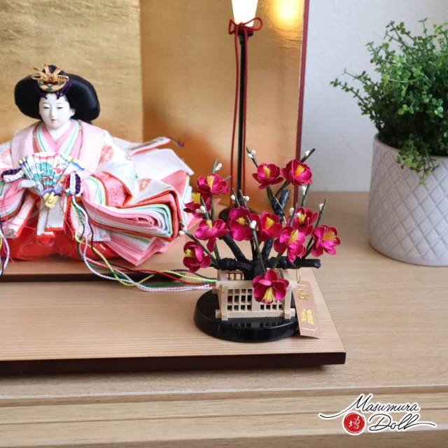雛人形 新作 伝統工芸士・清水光雲作 25号 芥子 正絹西陣織 梅花紋 共