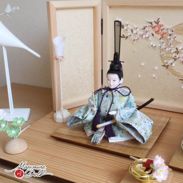 雛人形 最新作 伝統工芸士・清水光雲作 柳サイズ 正絹西陣織 葡萄共柄