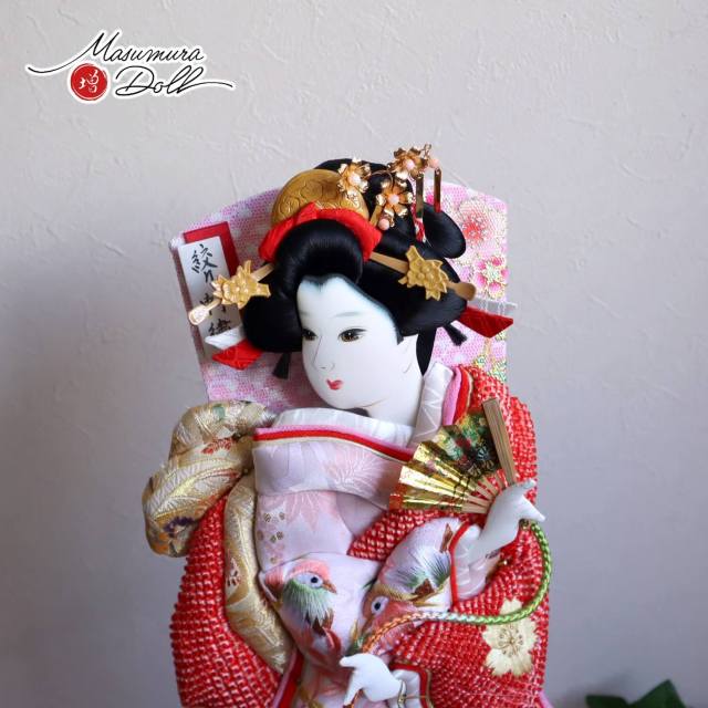 匠一好作 13号 刺繍 おしどり 絞り染 手彫り本柘植櫛 本珊瑚かんざし 