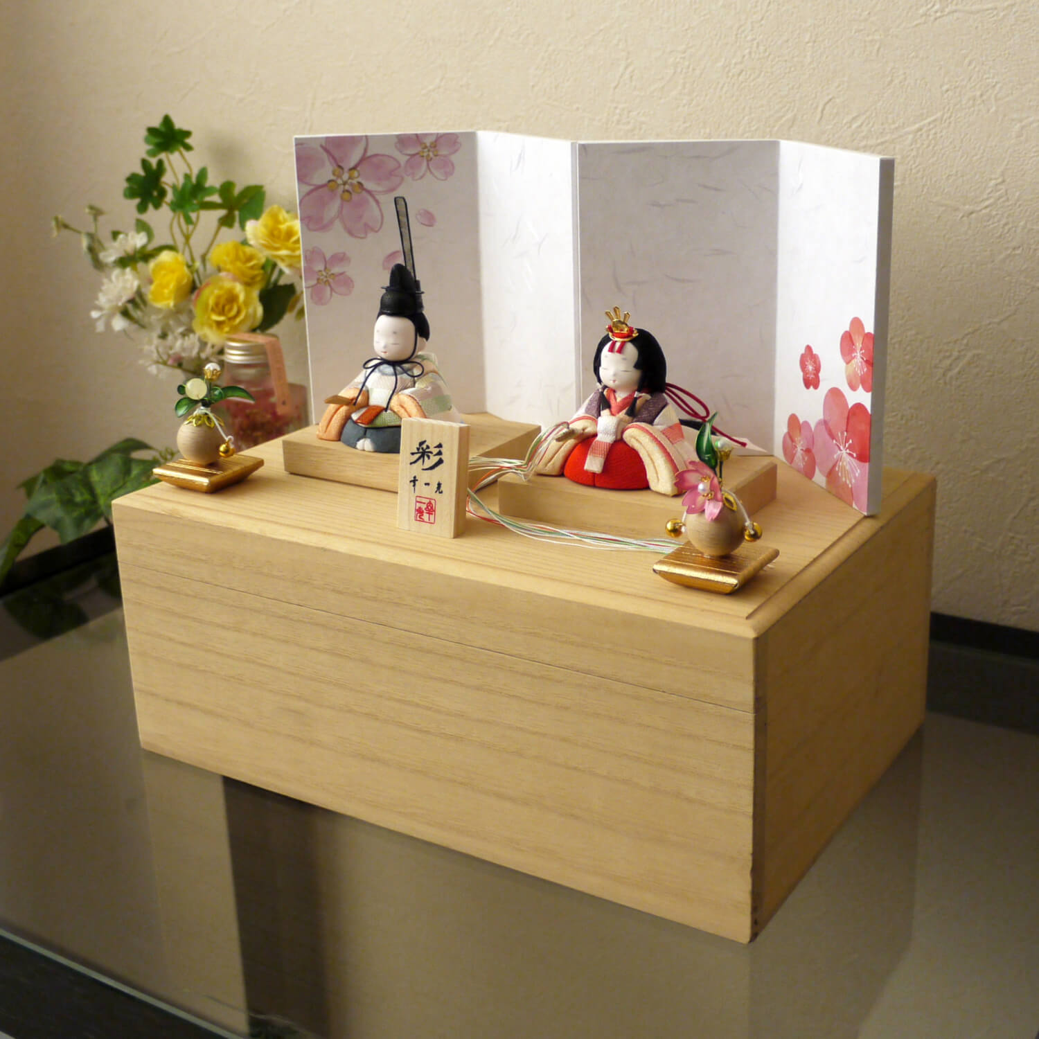 雛人形 幸一光作 彩-AYA- 正絹西陣織市松(大) 国産桜梅柄屏風飾り クリアフラワー桜橘 国産桐箱収納 増村オリジナル ひな人形 お雛様 おひなさま お雛さま 木目込み人形 コンパクト かわいい インテリア ayakids