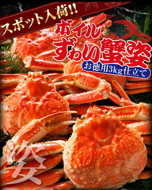 ボイルずわい蟹/姿3kg前後[良型5尾～7尾入り]
