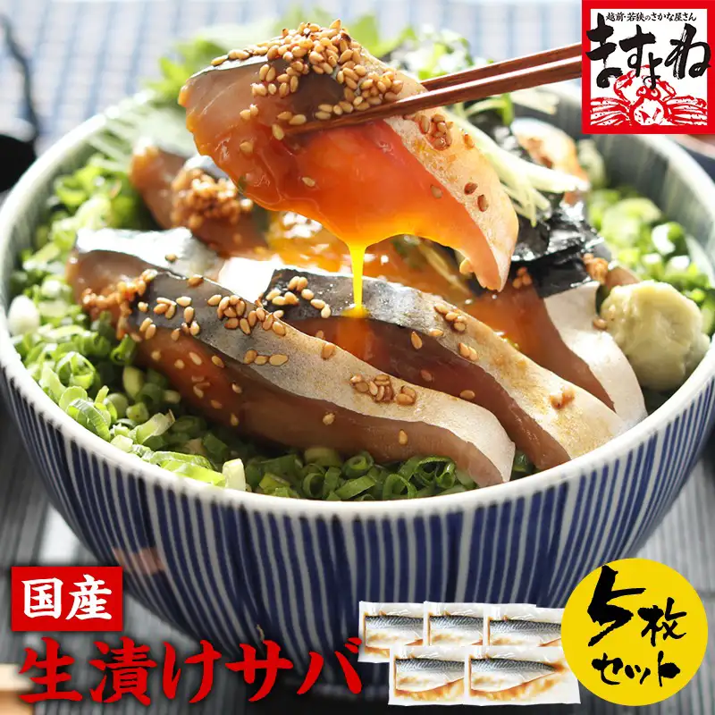 国産生漬けさば漬け丼5枚セット(100g~120g前後×5枚 計500g~600g前後)さば サバ 鯖 送料無料