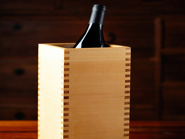 結露しにくい！新しい和と洋の癒合】木製 枡のワインクーラー