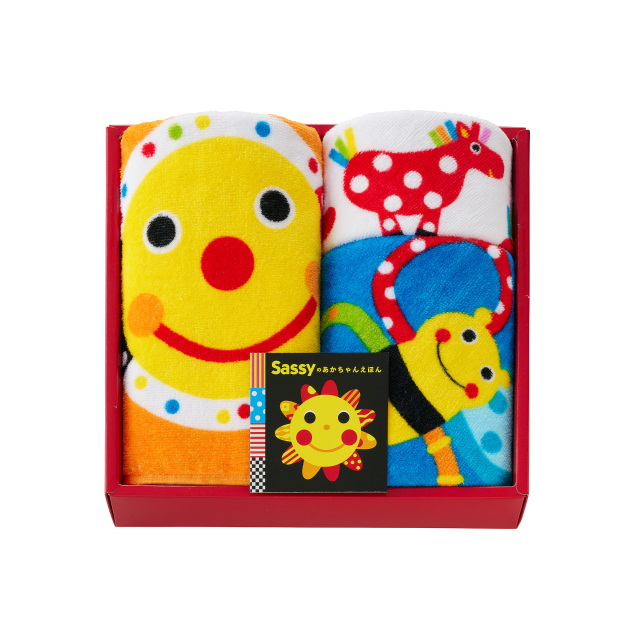 【ギフトセット/出産祝/内祝/入園/誕生日】 Sassy フェイスタオル2枚+ループタオル1枚