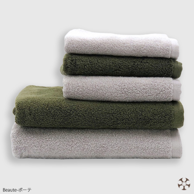 【まとめ買い/送料無料】Beaute 　バスタオル2枚+フェイスタオル3枚　2色セット 今治タオル 厚手 最高級コットン使用