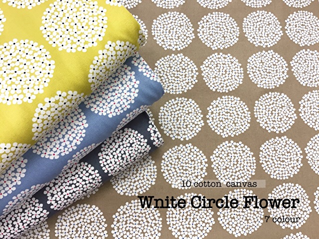 ３回目の再入荷！【コットン １０番キャンバス】　◇ ** Ｗｈｉｔｅ Ｃｉｒｃｌｅ Ｆｌｏｗｅｒ ** ◇ （ホワイトサークルフラワー）