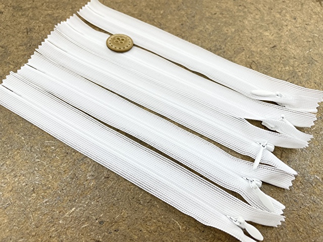 現品処分！１６ｃｍコンシールファスナー５本セット（ホワイト）　