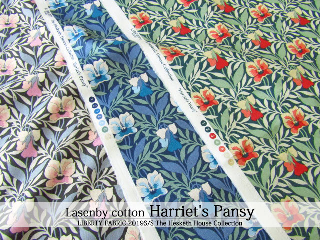 ＬＩＢＥＲＴＹ  ラセンビーコットン輸入生地・シーチング ＊ ２０１９　春夏柄/The Hesketh House Collection ＊ ≪Harriet's Pansy≫(ハリエッツパンジー)４７７５６４８-IBA