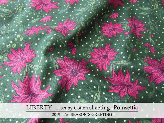 ＬＩＢＥＲＴＹ  ラセンビーコットン輸入生地・シーチング ＊ ２０１９　秋冬柄/SEASON’S GREETINGS＊ ≪Poinsettia≫(ポインセチア)０４７７５６６２-IBA-X