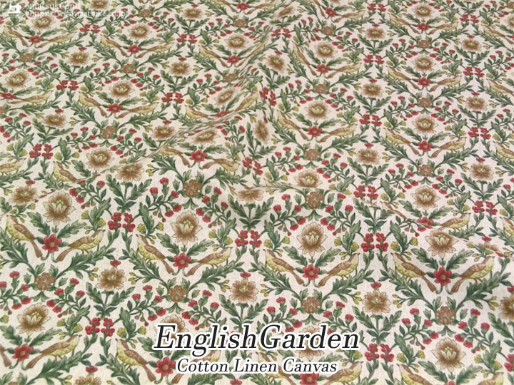 【コットンリネンキャンバス】EnglishGarden(イングリッシュガーデン)＊ナチュラル