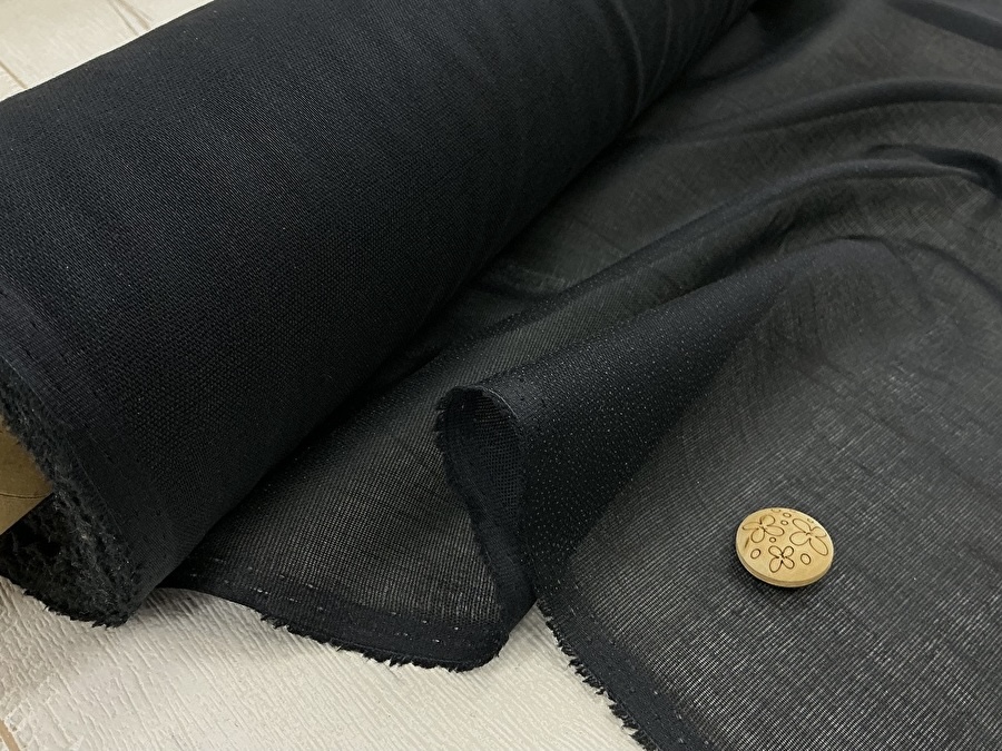 【反売り】　[普通地] ややざっくり 控えめな光沢感のある織物接着芯　ブラック系 [ 幅１２０ｃｍ×約２０ｍ巻 ]