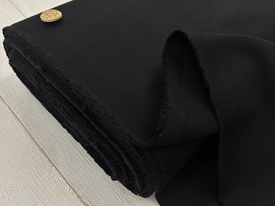 【反売り】  約１０オンス　ブラック微ストレッチデニム　ブラック×ブラック系[ 幅１１０ｃｍ×約１１ｍ巻 ］