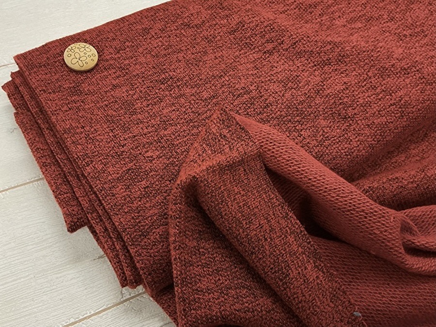 現品処分！  ブリッツインレー裏毛ニット　 レッド系 [ 幅１９０ｃｍ×約１.８ｍ ］