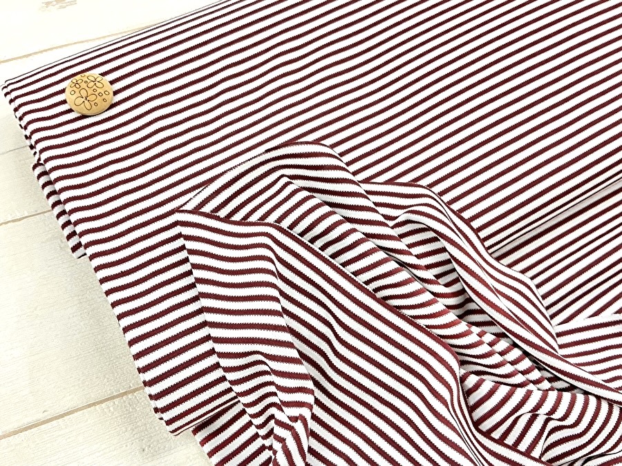 【反売り】 Ｔ／Ｃスムースボーダーニット　ダークレッド×オフ系 [ 幅１３０ｃｍ×約(３ｍ＋２ｍ) ］