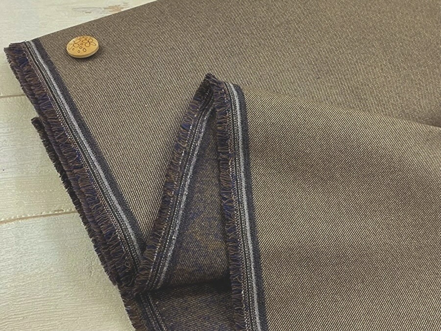 【反売り】SOFTTHERMO(ソフトサーモ) ツーウェイ裏起毛ストレッチツイル『Mix Chambray(ミックスシャンブレー)』モカパープル系[ 幅１３５ｃｍ×約(１.８ｍ＋０.８ｍ) ]