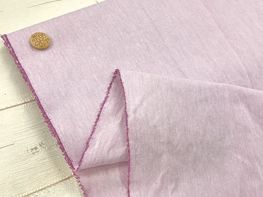 現品処分！  オーガニックコットン Ｔ/ C 交織ダンガリー もみほぐしライク加工　   ラベンダー系[ 幅１１０ｃｍ×(２ｍ＋１ｍ) ]