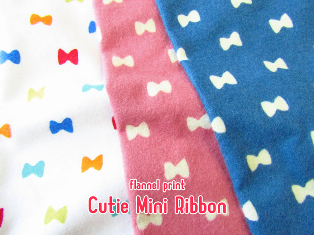 【フランネルプリント/両面起毛】　 Ｃｕｔｉｅ◇Ｍｉｎｉ Ｒｉｂｂｏｎ♪ （キューティー ミニ リボン）