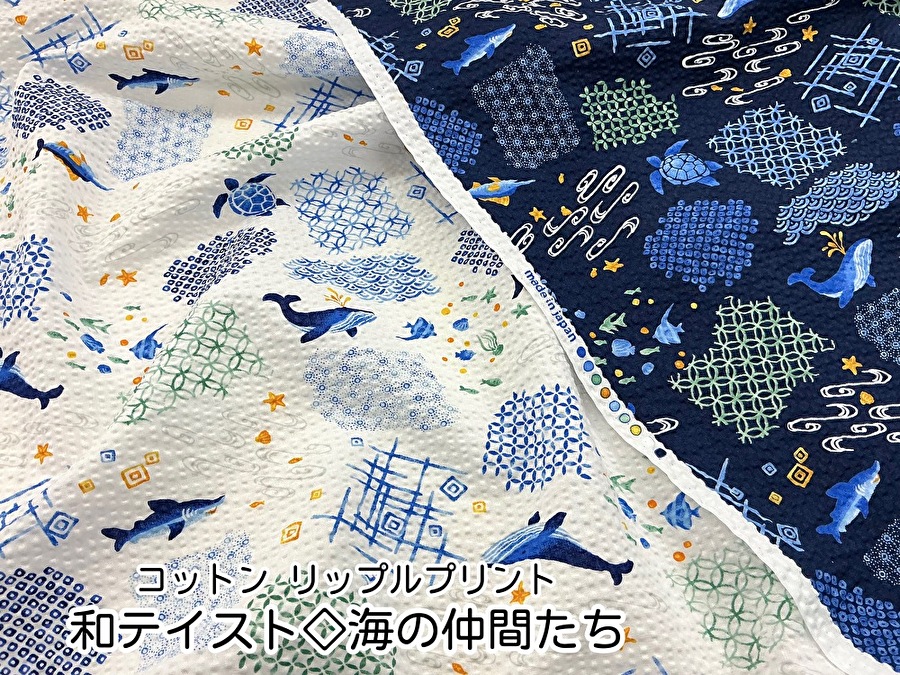 【コットン リップル】　和テイスト◇海の仲間たち