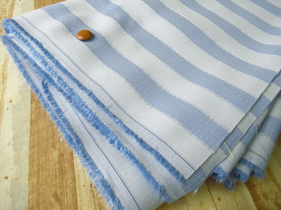 【反売り】　防炎ドビーストライプ合繊ジャガード　くすみブルー系　[５ｍカット・１０ｍ カット]