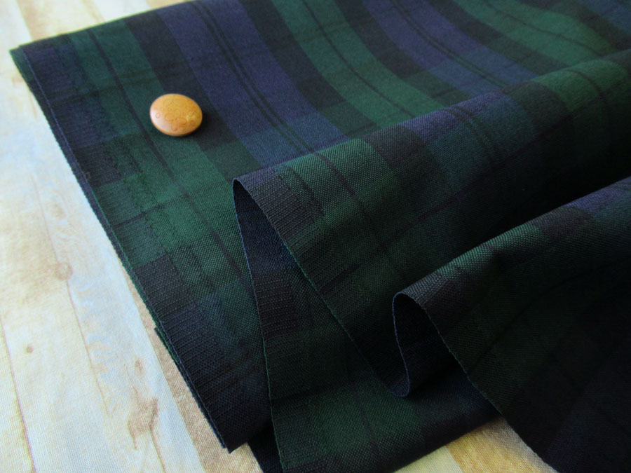 【反売り】　幅１５０ｃｍ・Ｔ/Wトロピカルクロス　ブラックウォッチ系　[ メーター選択制 ]