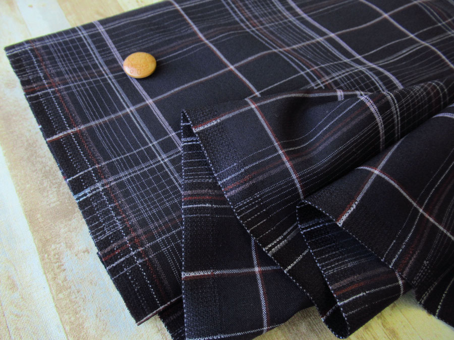 【反売り】　幅１５０ｃｍ・Ｔ/Wトロピカルクロスチェック　ダークネイビー×レッド系　[ メーター選択制 ]