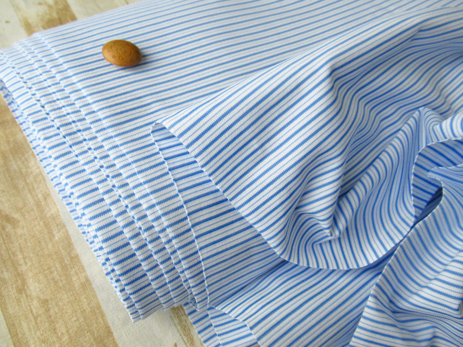 わけあり！【反売り】　Ｔ／Ｃボーダーニット　シアンブルー×ホワイト系[ 幅１６０ｃｍ×約６ｍ巻 ]