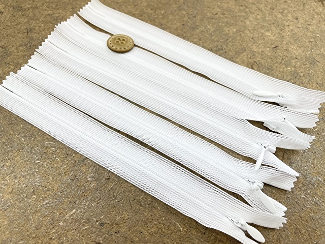 現品処分！１６ｃｍコンシールファスナー５本セット（ホワイト）　
