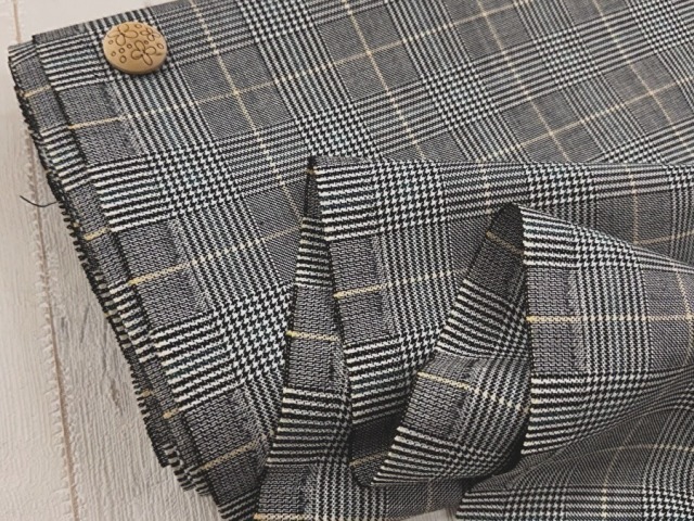 【反売り】　幅１５０ｃｍ・Ｔ/Wシャガードグレンチェック　グレー系　[ 幅１５０ｃｍ×約３ｍ ]