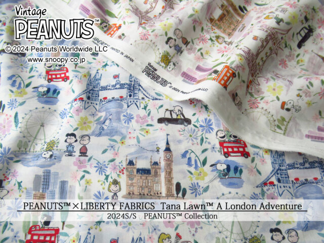 【PEANUTS(TM) ×リバティファブリック】Tana Lawn(TM) タナローン[２０２４＊春夏柄/PEANUTS(TM) Collection]≪A London Adventure≫(ア・ロンドン・アドベンチャー)DC３３９３４-TDD-J２４