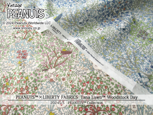 【PEANUTS(TM)×リバティファブリック】Tana Lawn(TM)タナローン [２０２４＊春夏柄/PEANUTS(TM)Collection]≪Woodstock Day(ウッドストック・デイ)≫DC３３９３６-TDD-J２４