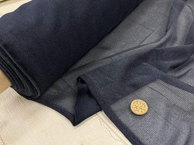 【反売り】  [普通地] 縦畝風ニット用織物接着芯　ネイビー系 [ 幅１００ｃｍ×約１９ｍ巻 ]
