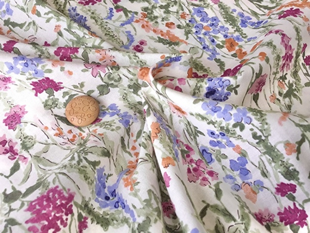 Plantation プランテーション ボタニカル刺繍柄プリント 花柄 60sローンプリント 布 生地 手作り 花柄 ボタニカル柄 カット