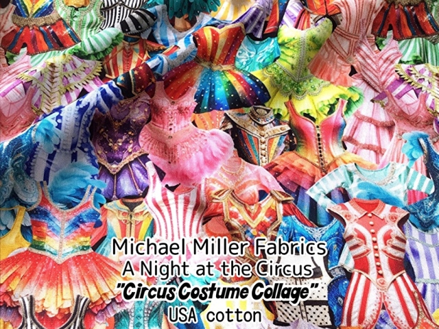 お買い得！【コットン USAプリント】　Michael Miller Fabrics ＊A Night at The Circus 『Circus Costume Collage』      カラフル
