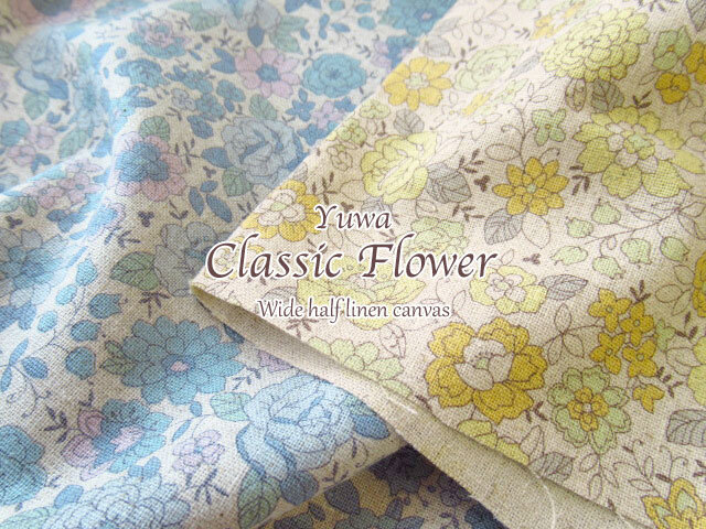 【Ｗ幅ハーフリネンキャンバス  】Classic　Flower**クラシックフラワー**