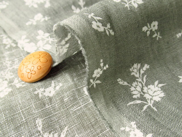 リネン100％】 フレンチリネン 『Silhouette flower bouquet