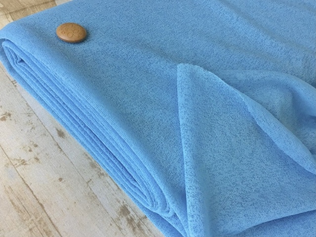 【反売り】シャリっと清涼！縦横伸び梨地ニット　みずいろ系[ 幅１５０ｃｍ×約７ｍ巻  ]