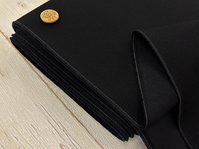 【反売り】  ワイド幅 パリッとハリのある約１２オンスブラックデニム　ブラック×ブラック系[ 幅１４５ｃｍ×約４.５ｍ ]