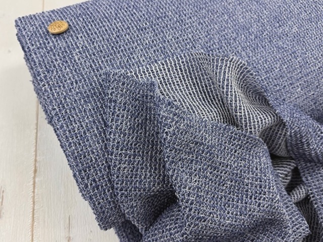 【反売り】 ざっくりブークレー風ジャガード　 ブルー系[ 幅１４０ｃｍ×約８ｍ巻 ]