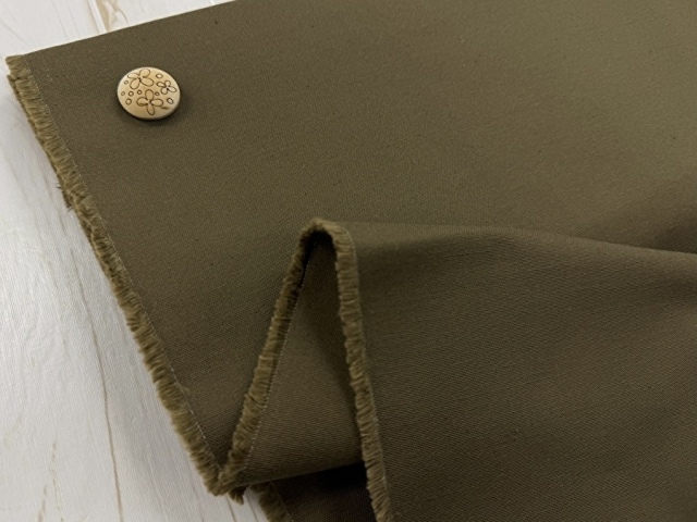 現品処分！  ムラネップ平織り ビンテージ染め    オリーブ系[ 幅１４０ｃｍ×約２.５ｍ］