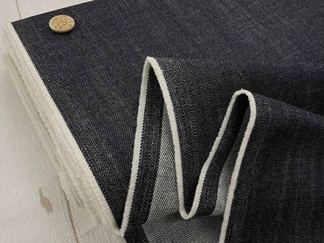 【反売り】  約１０オンス カスレ微ストレッチデニム　 ダークネイビー系[ 幅１４５ｃｍ×約６.５ｍ ］