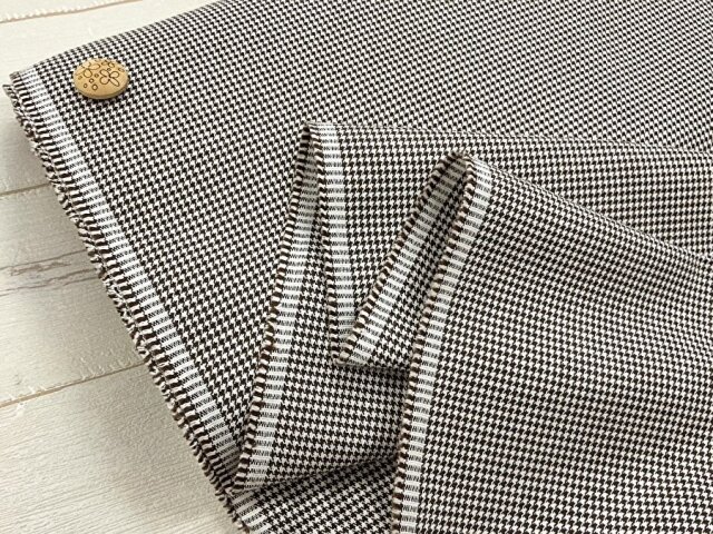 【反売り】千鳥格子コットン　ブラウン×ホワイト系[ 幅１１０ｃｍ×約３.５ｍ ]