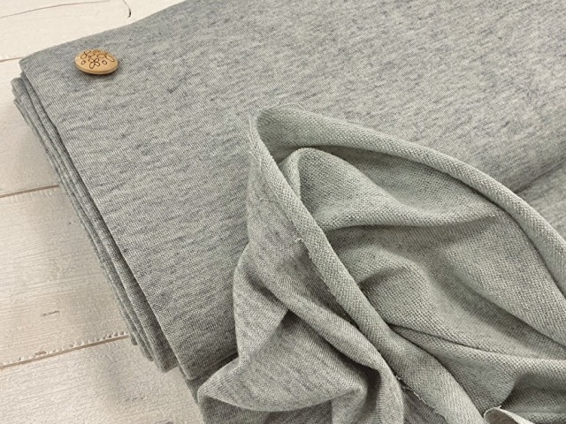 【反売り】　薄手なめらかミニ裏毛ニット　杢グレー系[ 約１６０ｃｍ ×約３.８ｍ ]