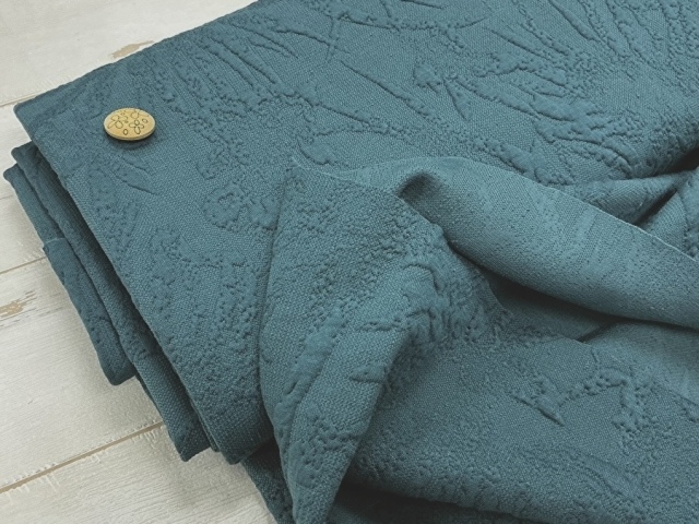 わけあり！【現品処分】  ふくれストレッチダンボールニット　ブルーグリーン系 [ 幅１５０ｃｍ×約(１.２ｍ＋１ｍ) ］
