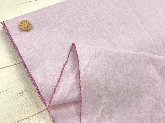 現品処分！  オーガニックコットン Ｔ/ C 交織ダンガリー もみほぐしライク加工　   ラベンダー系[ 幅１１０ｃｍ×(２ｍ＋１ｍ) ]