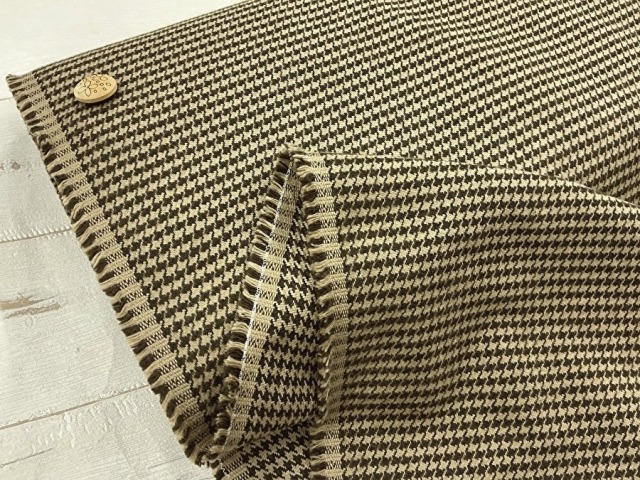 【反売り】綿ストレッチ千鳥 表微起毛　ブラウン×ベージュ系[ 幅１１５ｃｍ×約５ｍ ]