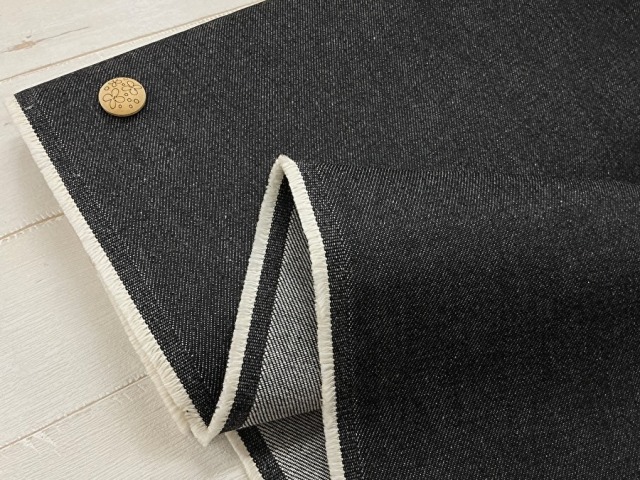 現品処分！ １２オンス　コットンデニム 　ブラック系[ 幅１４０ｃｍ×約２ｍ ]