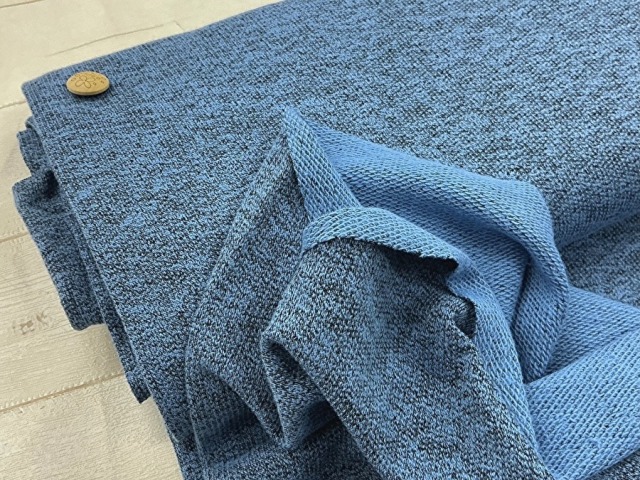 訳あり！【反売り】ブリッツインレー裏毛ニット　サックス系 [ 約１９０ｃｍ ×約４ｍ ］