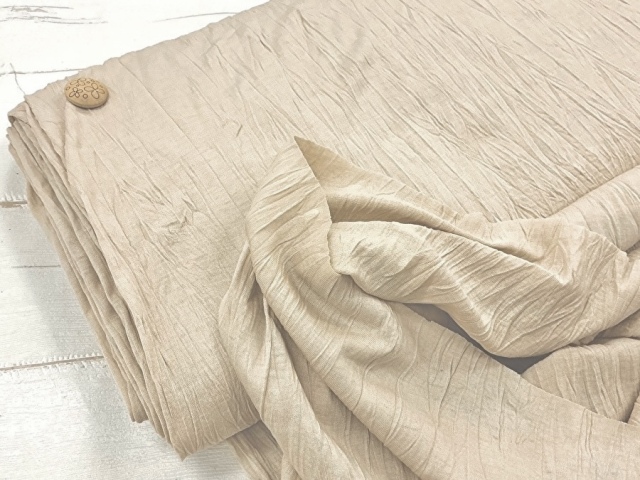 【反売り】やや薄手　シワ加工Ｔ／Ｃ天竺ニット　ベージュ系 [ 幅１３５ｃｍ×約７.５ｍ ］