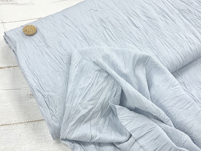 【反売り】やや薄手　シワ加工Ｔ／Ｃ天竺ニット　ライトサックス系 [ 幅１３５ｃｍ×約３.５ｍ ］