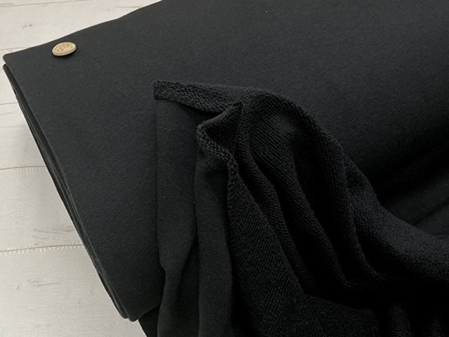 【反売り】  ソフト裏毛ニット　ブラック系[ 幅１７０ｃｍ×約８.５ｍ ]